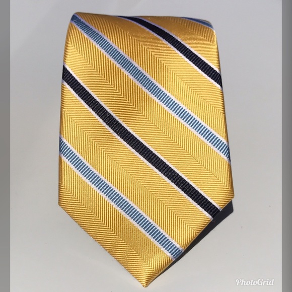 Jos. A. Bank Traveler Gold with Blue Stripes Tie - Picture 1 of 6